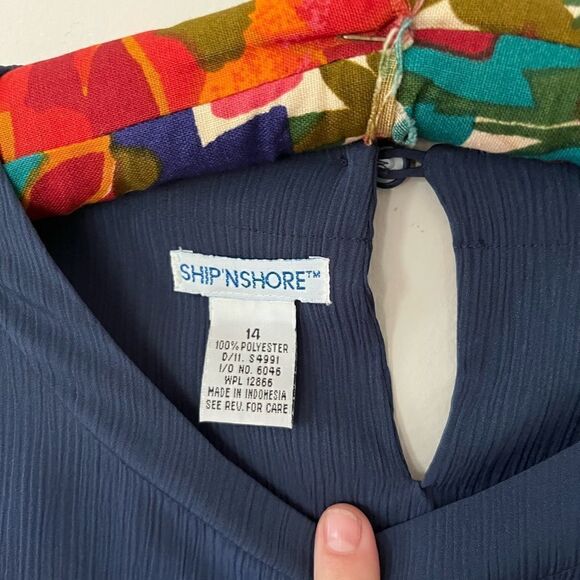 Ship ‘n SHORE | navy blue woman’s short sleep blouse | size 14 - Picture 2 of 4